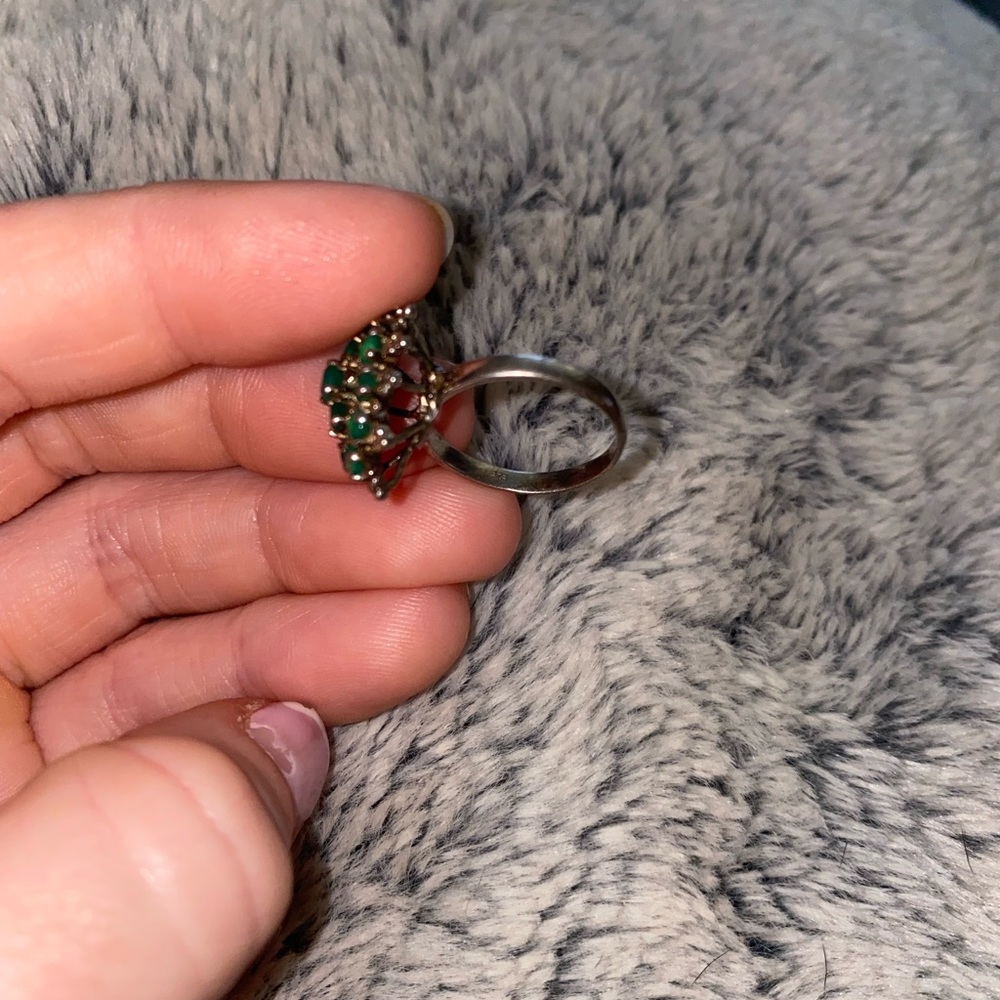 Vintage 925 natural emerald ring - Picture 6 of 8